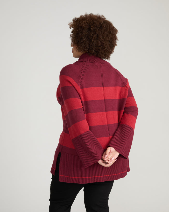 Better-Than-Wool Oversize Turtleneck Sweater - Black Cherry/Red Rugby Stripe | Plus Size & Straight Size Women's Fashion | Universal Standard