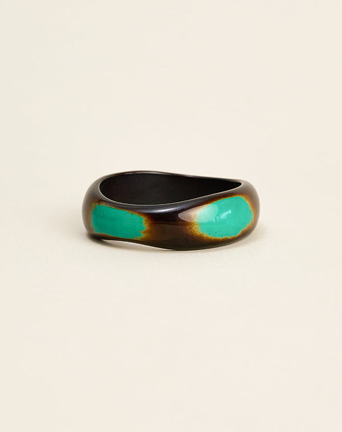 Image of Black and Turquoise Wooden Bangle