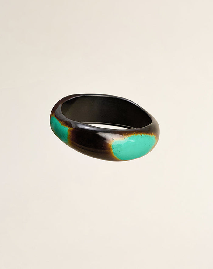Image of Black and Turquoise Wooden Bangle
