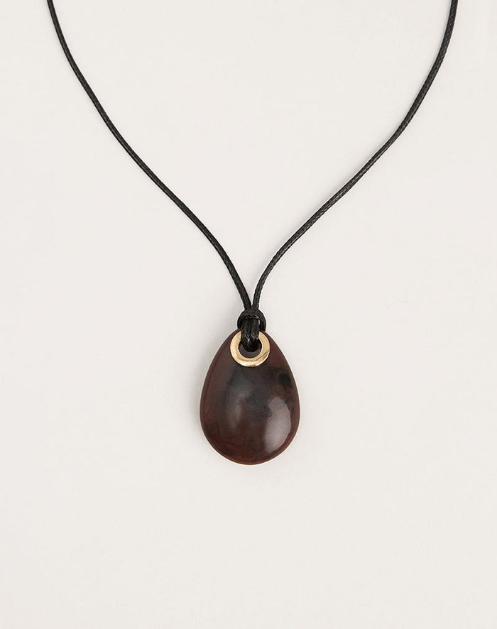 Image of Black Cord Necklace with Oval Pendant