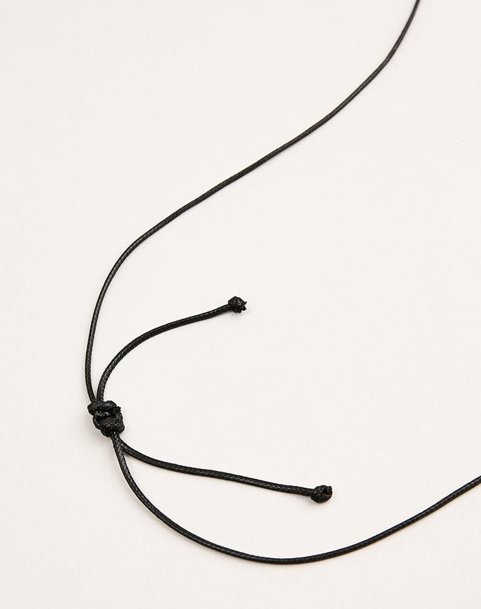 Image of Black Wrap Cord Necklace with Acrylic Flower