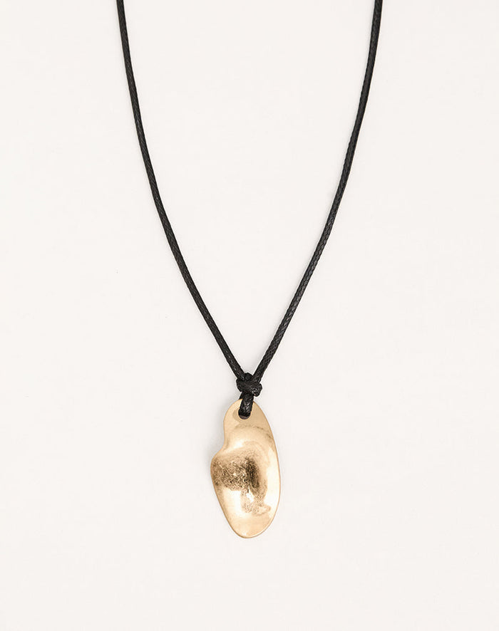 Image of Black Wrap Cord Necklace with Gold Plated Pendant