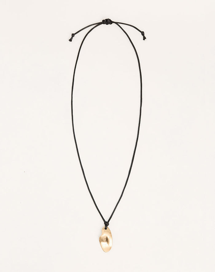 Image of Black Wrap Cord Necklace with Gold Plated Pendant