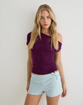 Image of Blazy Tie Short in Linen Steel Blue
