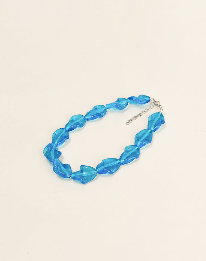 Image of Blue Glass Beaded Necklace
