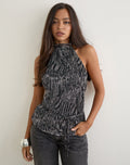 Image of Brienne Top in Plisse Leopard Grey