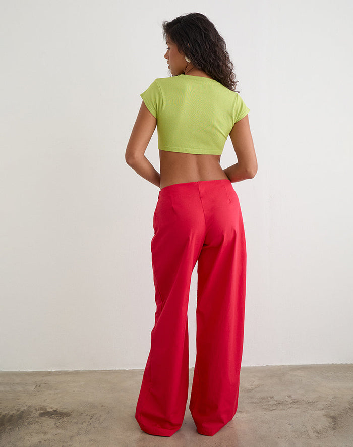 Image of Brun Trouser with Tie in Poplin Scarlet Red