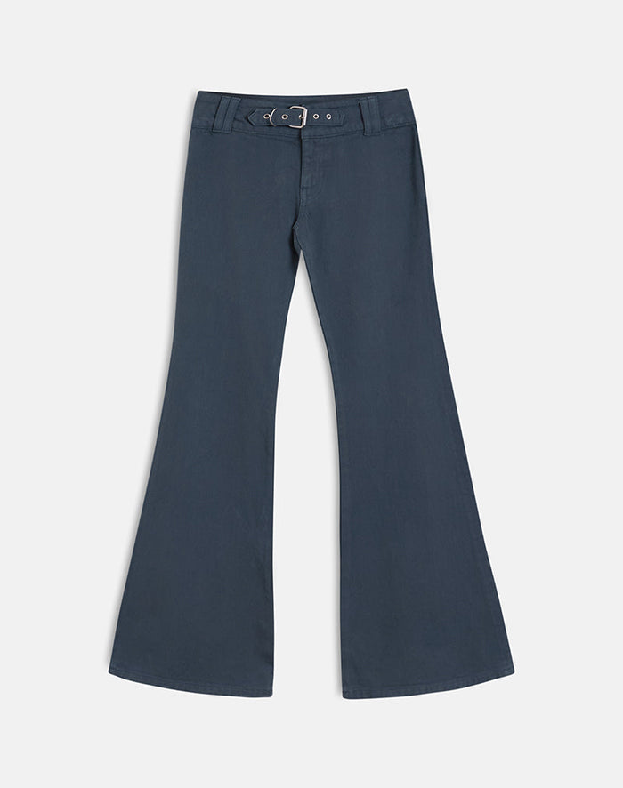 Image of Buckle Flare Trouser in Air Force Blue