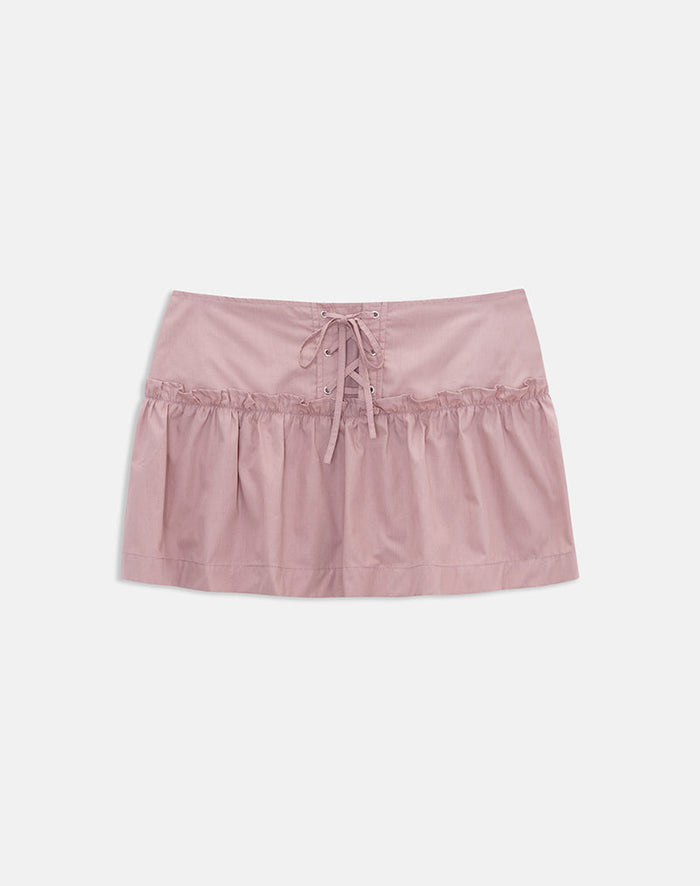 Image of Buffy Mini Skirt with Eyelets in Poplin Dusty Rose
