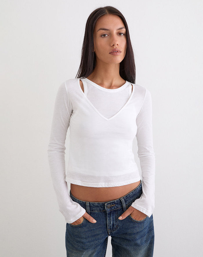 Image of Cak Long Sleeve Top in Tissue Jersey White