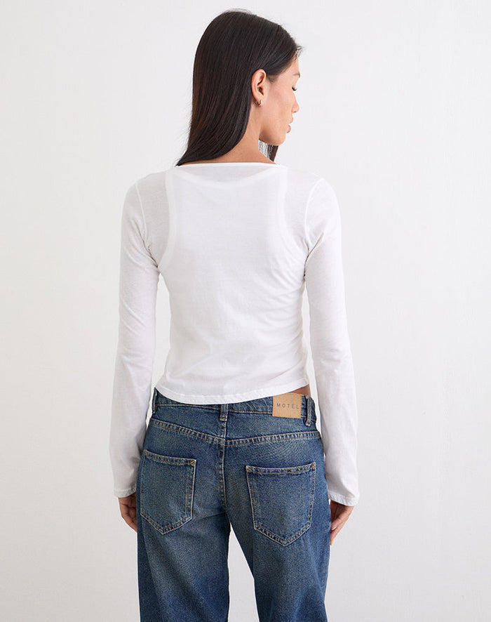 Image of Cak Long Sleeve Top in Tissue Jersey White
