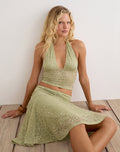 Image of Calora Top in Stretch Lace Sage with Pearl Button