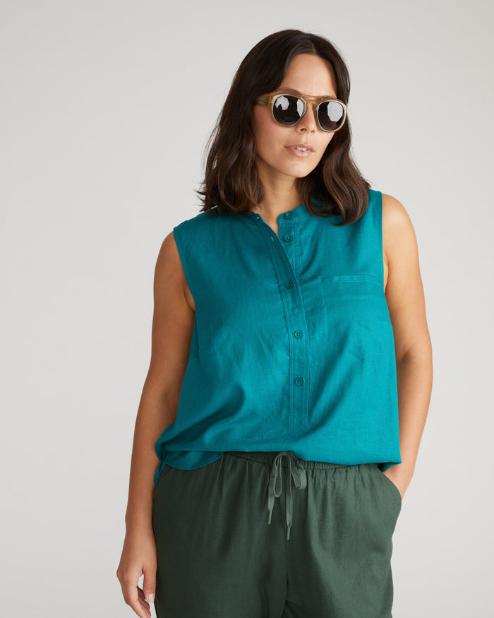 Cameo Sleeveless Linen Blend Tunic - Aurora | Plus Size & Straight Size Women's Fashion | Universal Standard
