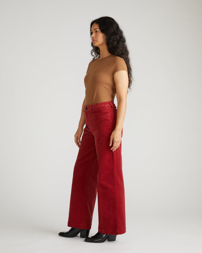 Camila Wide Leg Corduroy Pants - Autumnal Red | Plus Size & Straight Size Women's Fashion | Universal Standard
