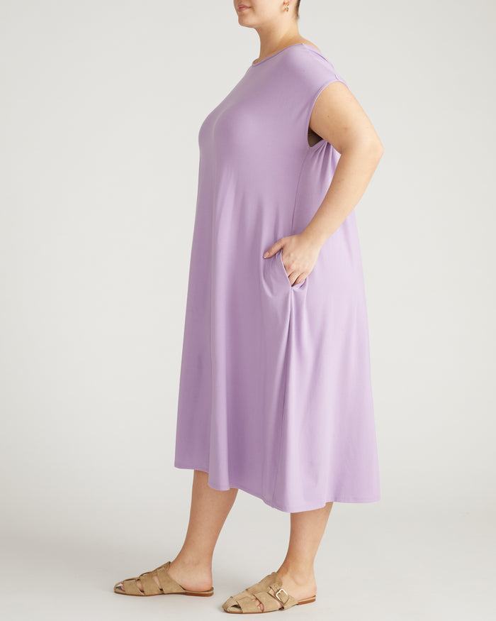Capri Divine Jersey Flared Dress - Spring Iris | Plus Size & Straight Size Women's Fashion | Universal Standard