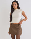 Image of Carlin Mini Skirt in Tailoring Brown Houndstooth