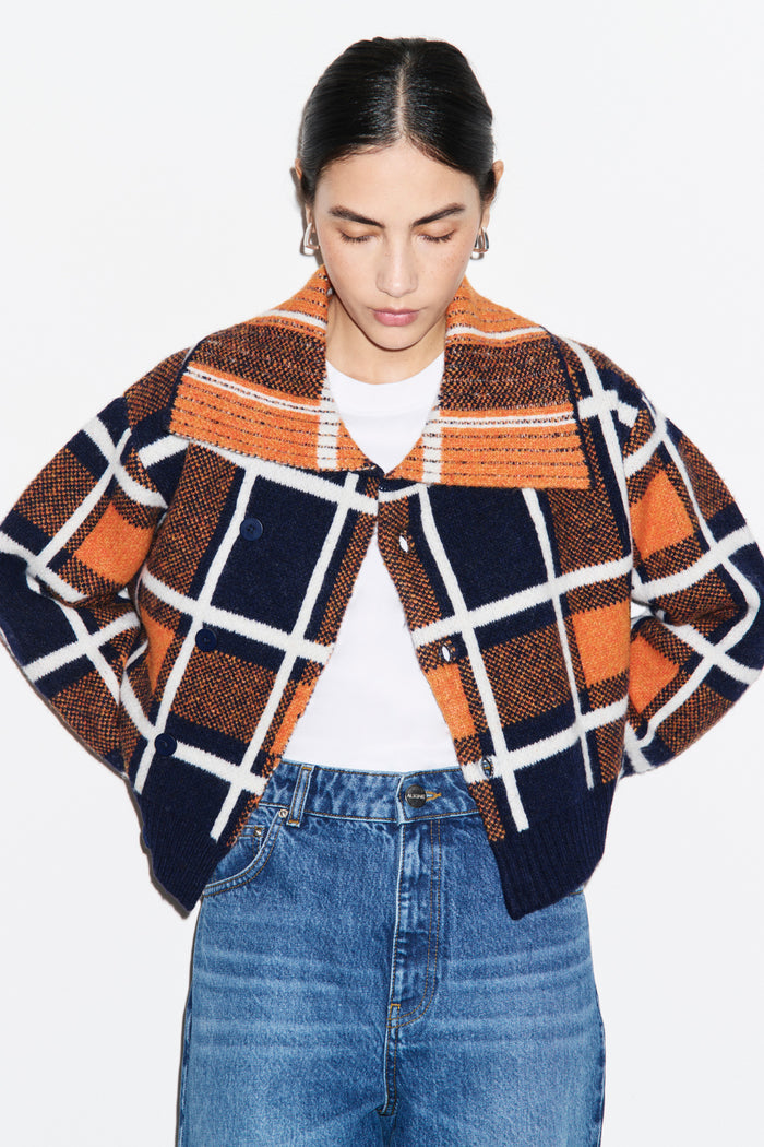 Carmen Check Knit Cardigan