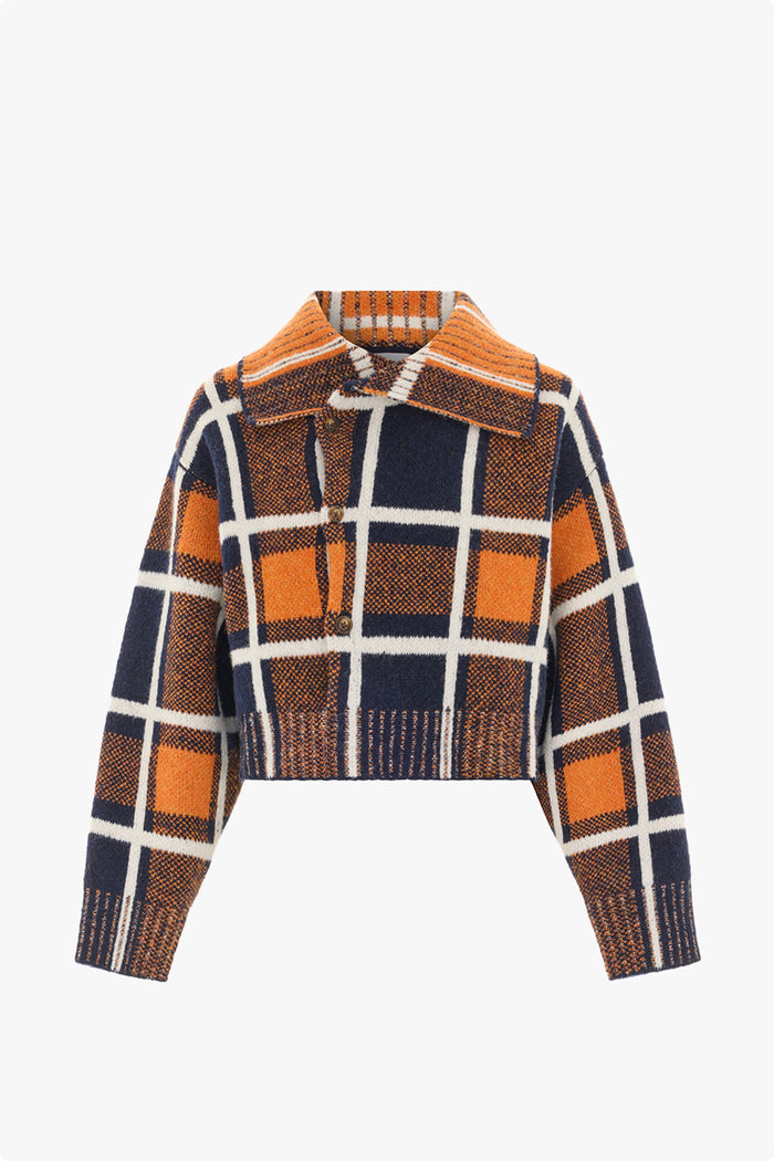 Carmen Check Knit Cardigan