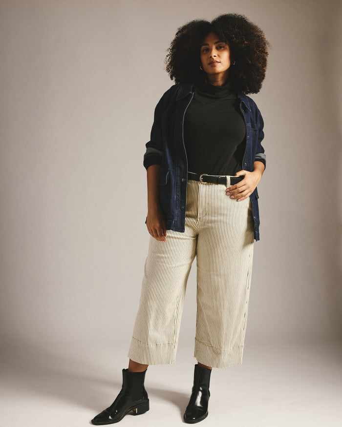 Carol High Rise Cropped Jeans - Railroad Stripe | Plus Size & Straight Size Women's Fashion | Universal Standard