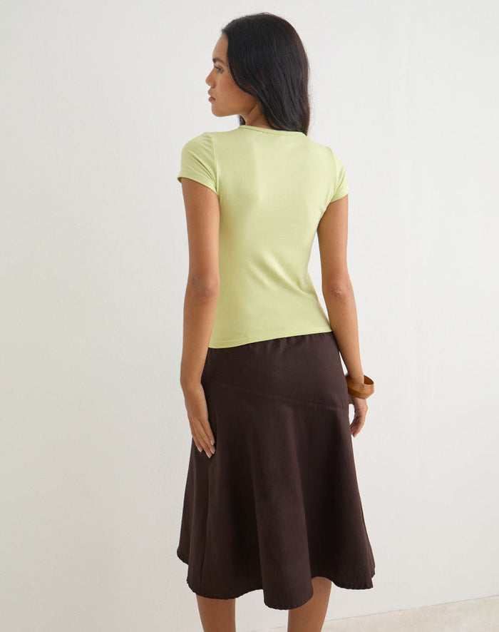 Image of Cash High V Neck Top in Pistachio
