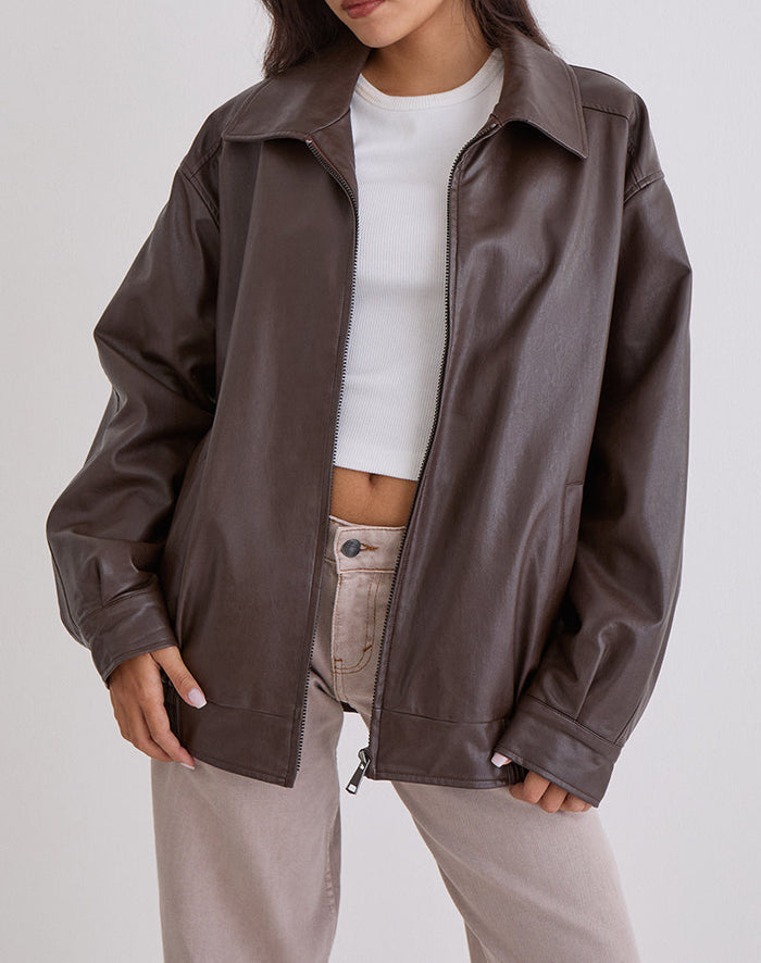 Image of Cavita Jacket in PU Bitter Chocolate