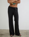 Image of Cerelia Trouser in Cupro Black with Tie Belt
