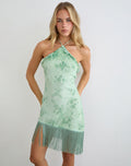 Image of Ceye High Neck Asymmetric Mini Dress in Turquoise