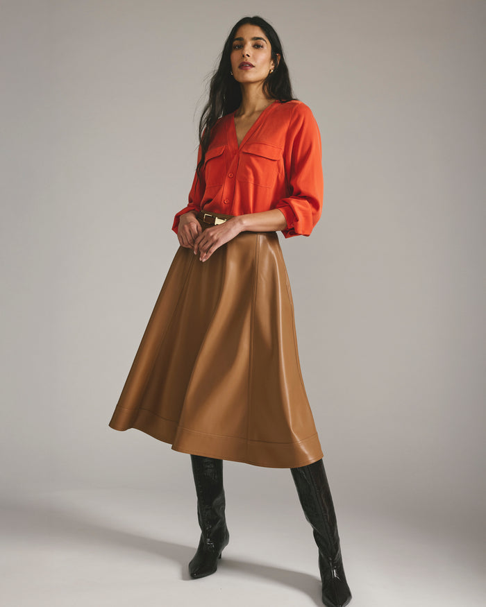 Charlotte Faux Leather Skirt - Classic Camel | Plus Size & Straight Size Women's Fashion | Universal Standard