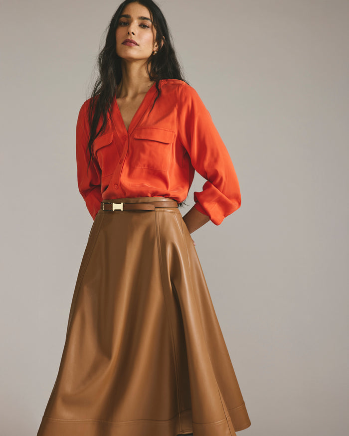 Charlotte Faux Leather Skirt - Classic Camel | Plus Size & Straight Size Women's Fashion | Universal Standard