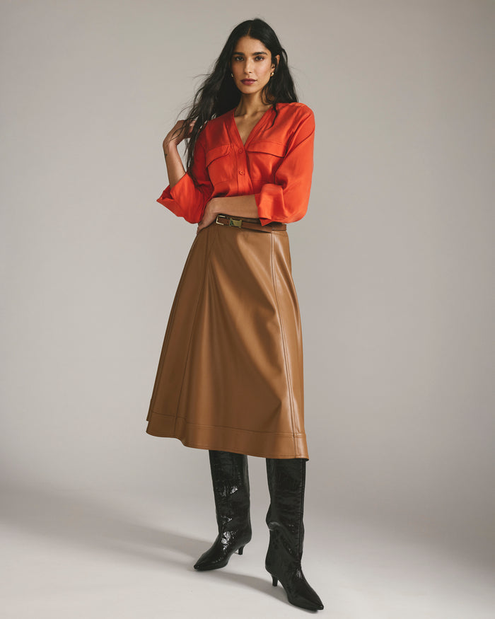 Charlotte Faux Leather Skirt - Classic Camel | Plus Size & Straight Size Women's Fashion | Universal Standard