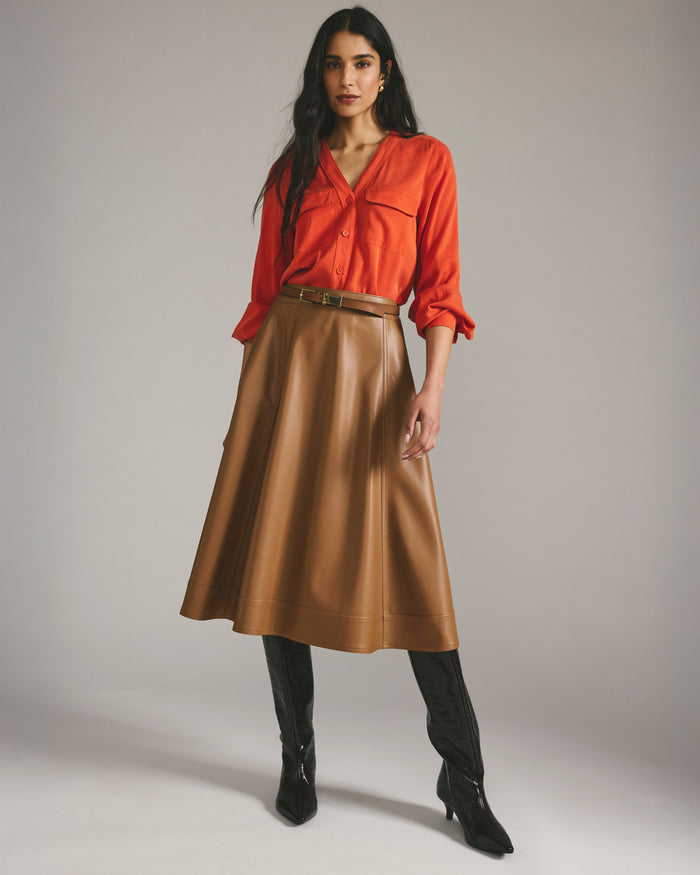 Charlotte Faux Leather Skirt - Classic Camel | Plus Size & Straight Size Women's Fashion | Universal Standard