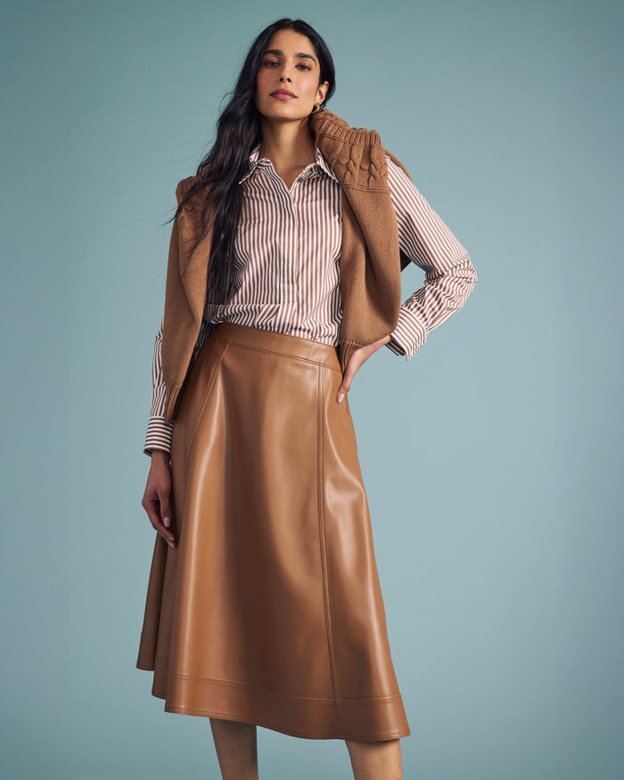 Charlotte Faux Leather Skirt - Classic Camel | Plus Size & Straight Size Women's Fashion | Universal Standard