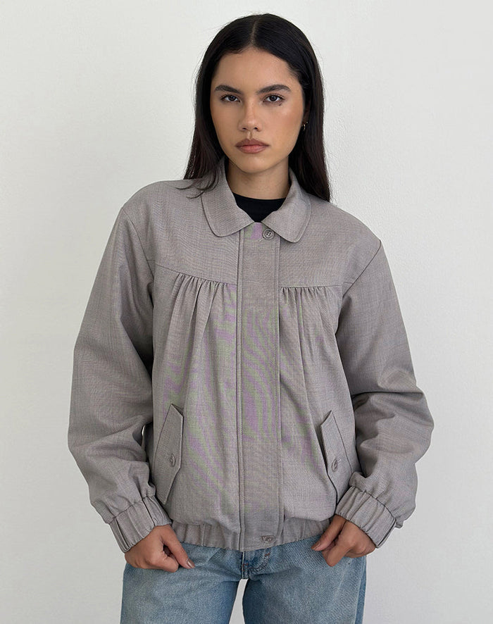 Image of Cindari Collared Jacket in Grey