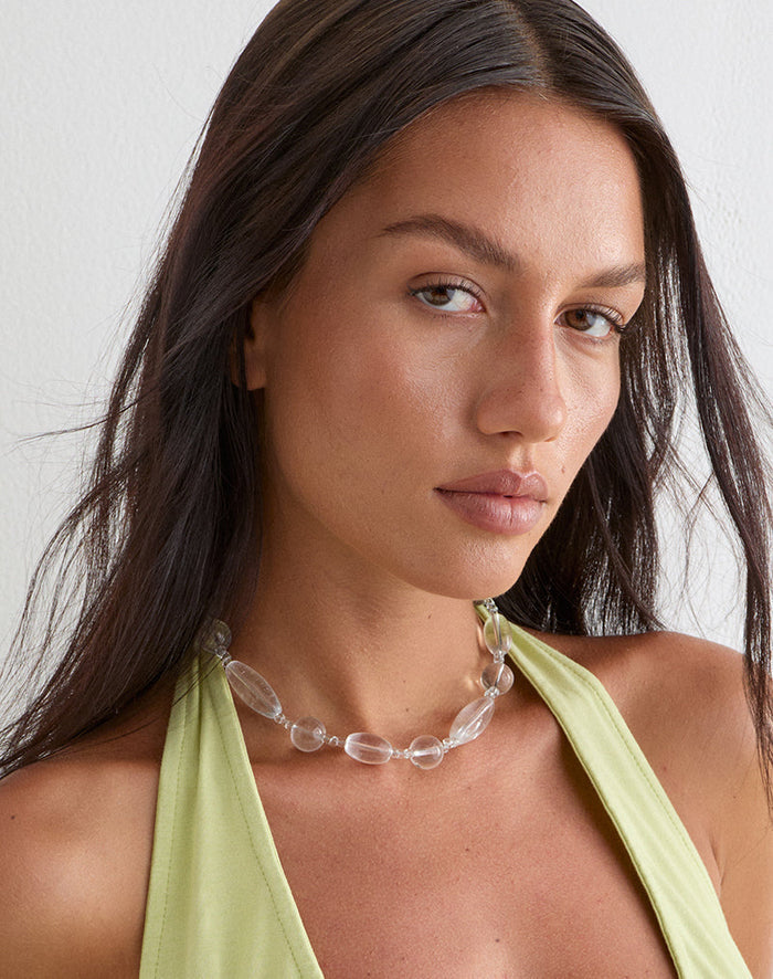 Image of Clear Large Stone Silver Plated Necklace