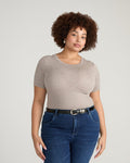 Cloud Rib Short Sleeve Crew Neck Tee - Almond Dust | Plus Size & Straight Size Women's Fashion | Universal Standard