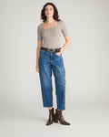Cloud Rib Short Sleeve Square Neck Tee - Almond Dust | Plus Size & Straight Size Women's Fashion | Universal Standard