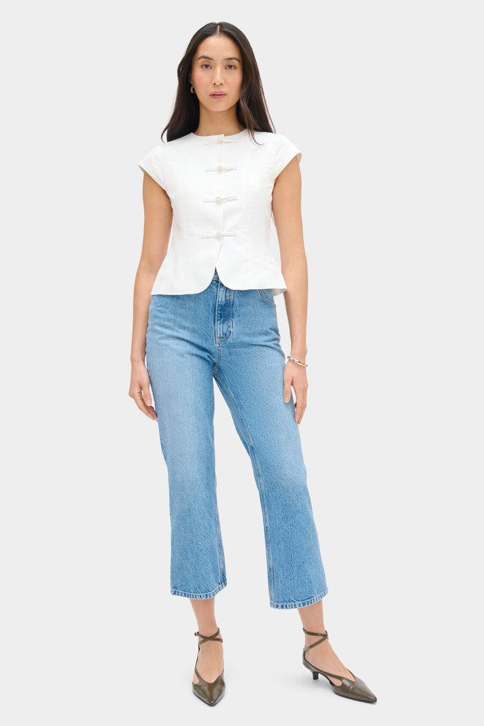 Connie Round Neck Linen Top