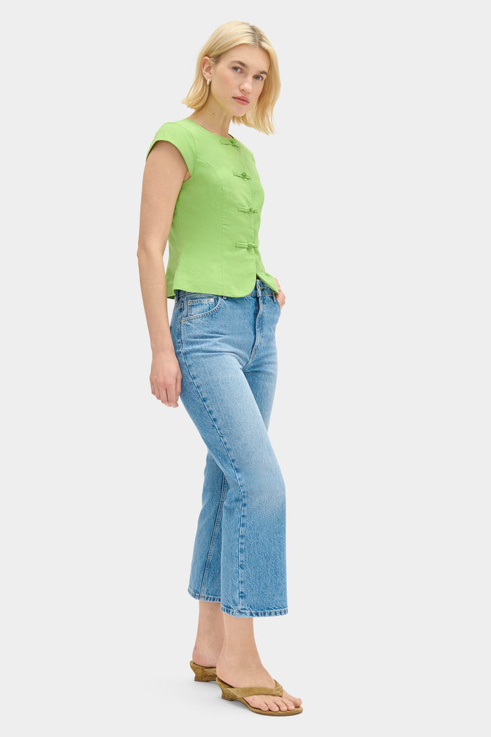 Connie Round Neck Linen Top