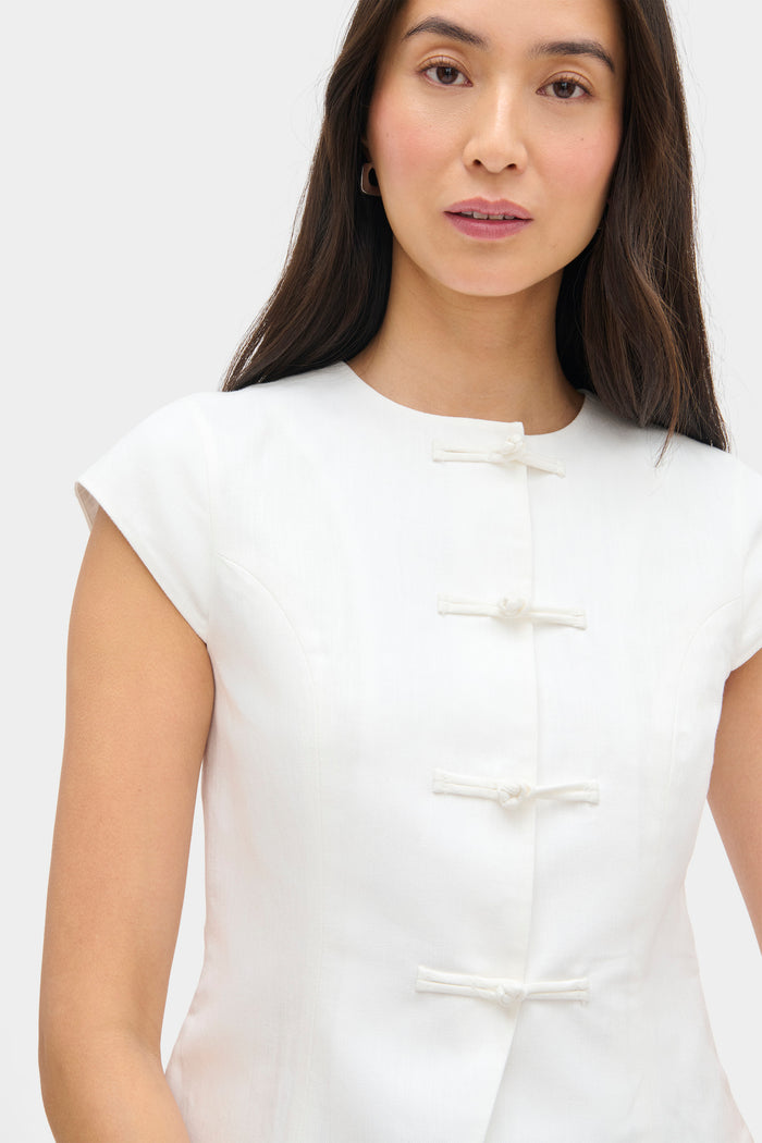 Connie Round Neck Linen Top