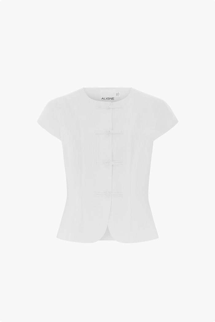 Connie Round Neck Linen Top