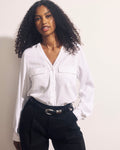 Cooling Stretch Cupro Button-Down Blouse - White | Plus Size & Straight Size Women's Fashion | Universal Standard
