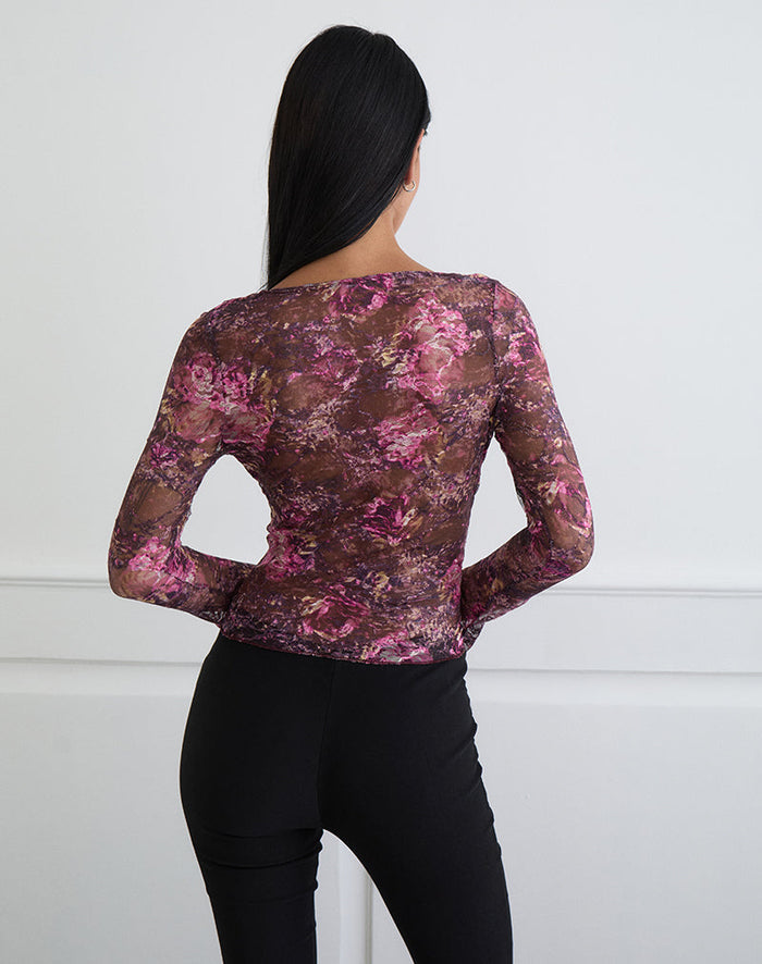 Image of Copriva Top in Abstract Rose Pink and Plum
