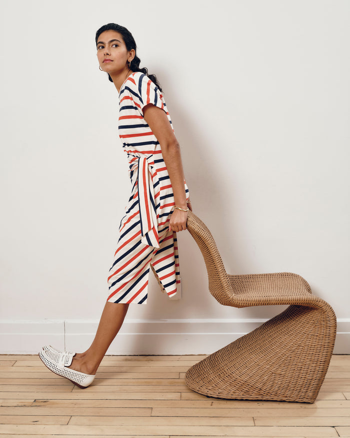 Crescent Breton Stripe Knot Dress - Red/White/Blue Stripe | Plus Size & Straight Size Women's Fashion | Universal Standard