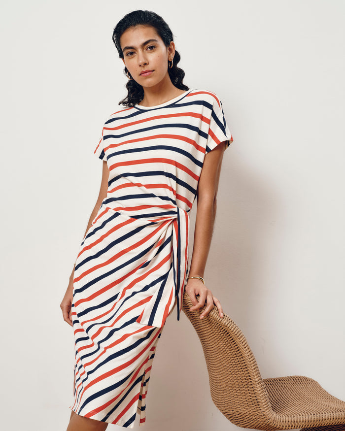 Crescent Breton Stripe Knot Dress - Red/White/Blue Stripe | Plus Size & Straight Size Women's Fashion | Universal Standard