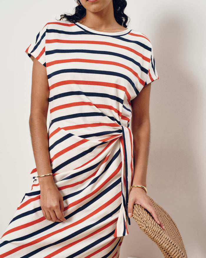 Crescent Breton Stripe Knot Dress - Red/White/Blue Stripe | Plus Size & Straight Size Women's Fashion | Universal Standard
