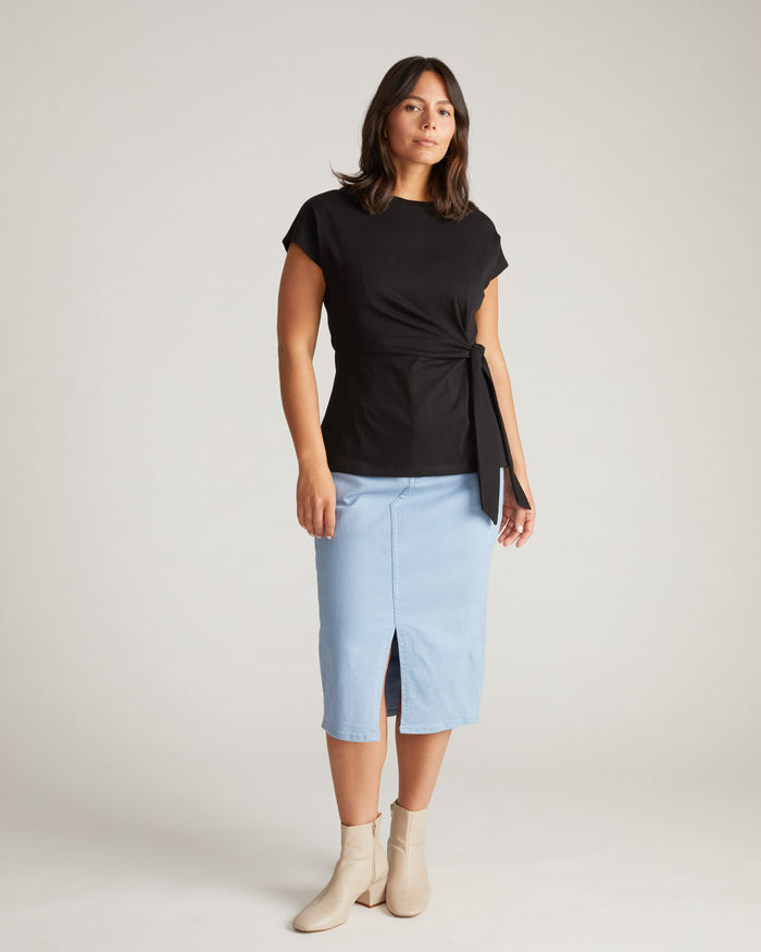 Crescent Breton Stripe Knot Tee - Solid Black | Plus Size & Straight Size Women's Fashion | Universal Standard
