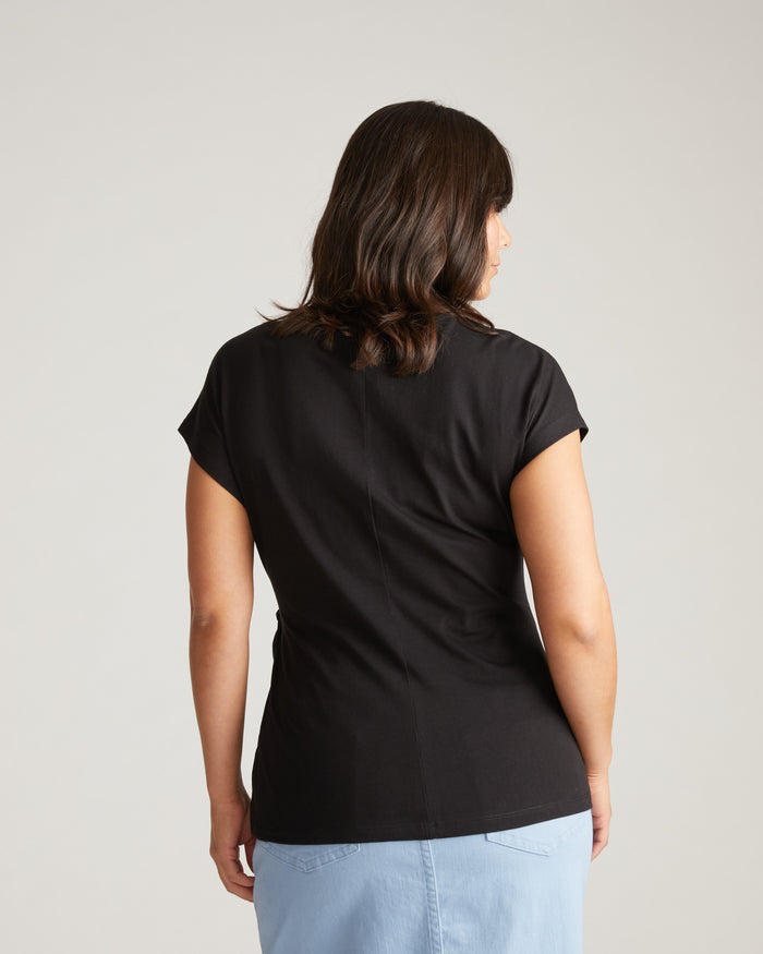 Crescent Breton Stripe Knot Tee - Solid Black | Plus Size & Straight Size Women's Fashion | Universal Standard