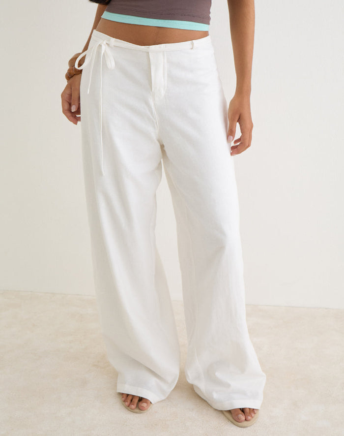 Image of Curisa Trouser with Side Tie in Ivory