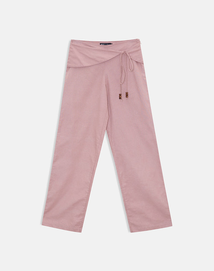 Image of Cursa Trouser in Linen Dusty Rose with Belt