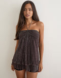 Image of Cutie Halterneck Top in Plisse Brown